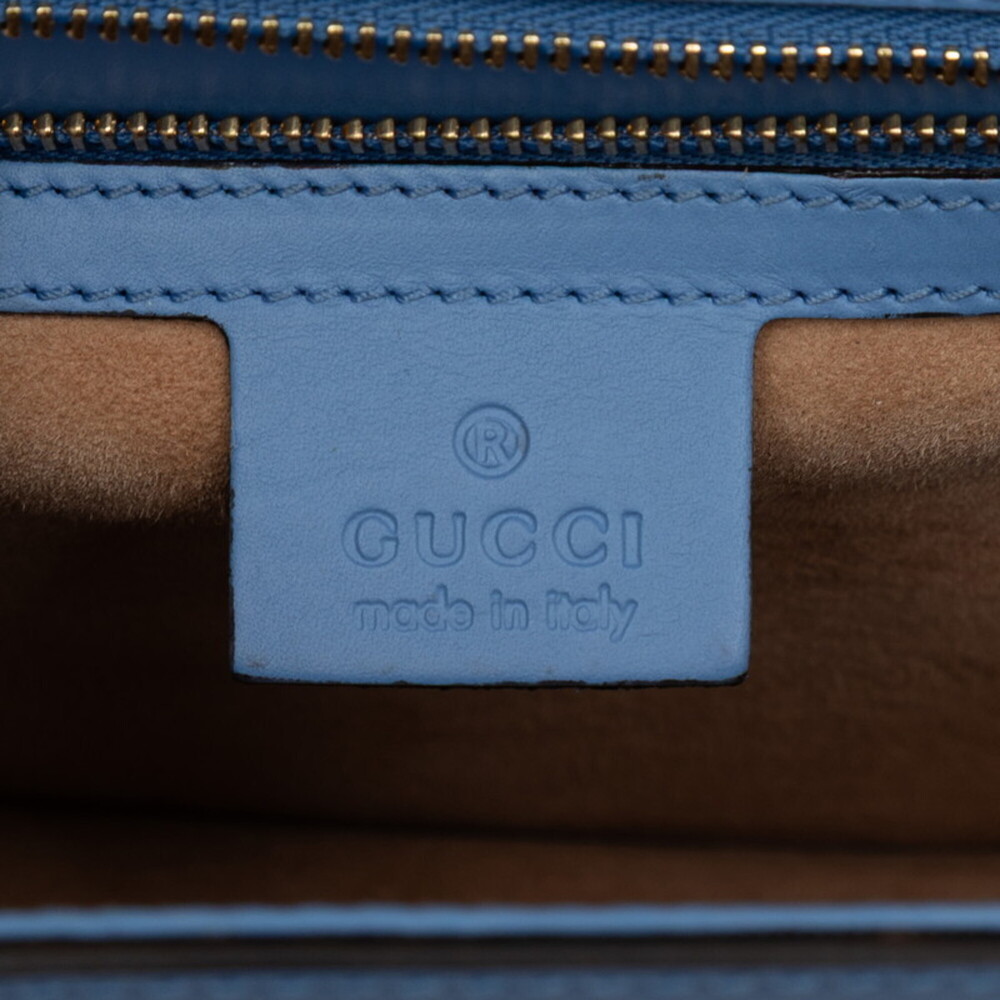 GUCCI Authentic Blue Leather Sylvie Shoulder Bag - Picture 5 of 6